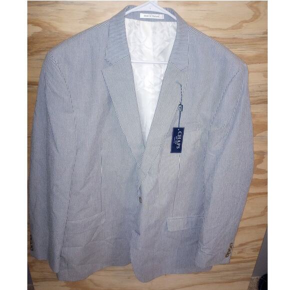 Chaps Other - Men's NWT Chaps Navy Pinstripe Suit Jacket  48L Seersucker Blazer Preppy
